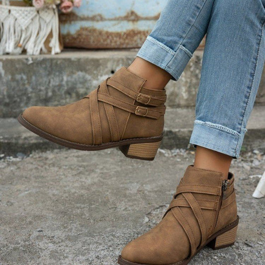 Retro High-Heel Ankle Boots Chic Suede Women’s Single Boots