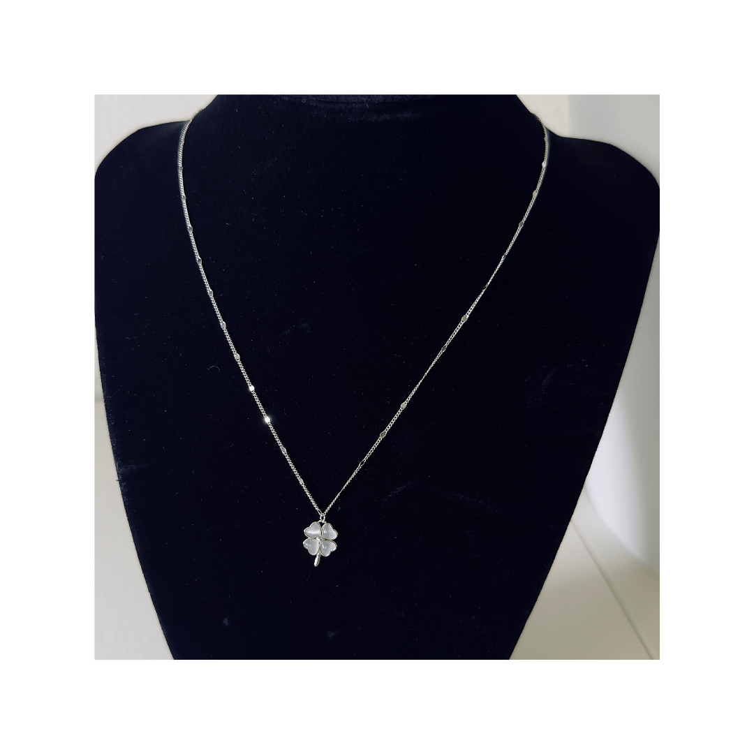 Sterling Silver Four-Leaf Clover Necklace Hypoallergenic Lucky Charm