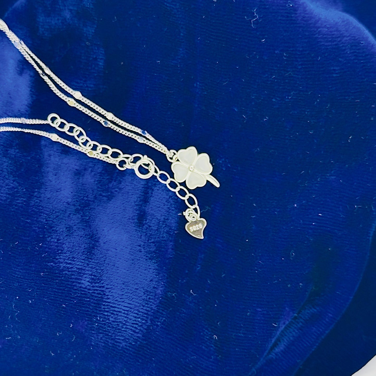 Sterling Silver Four-Leaf Clover Necklace Hypoallergenic Lucky Charm