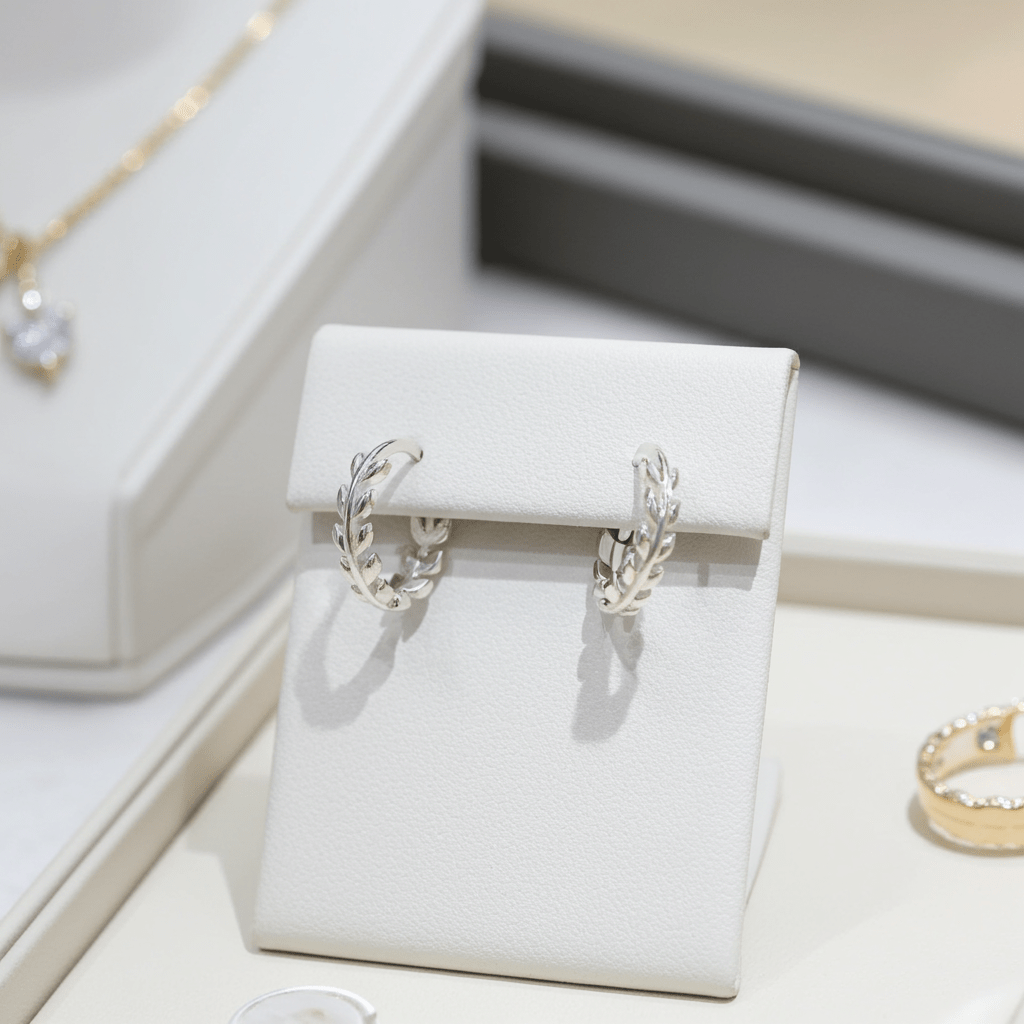 Sterling Silver Leaf Hypoallergenic Lightweight Hoop Earrings 925
