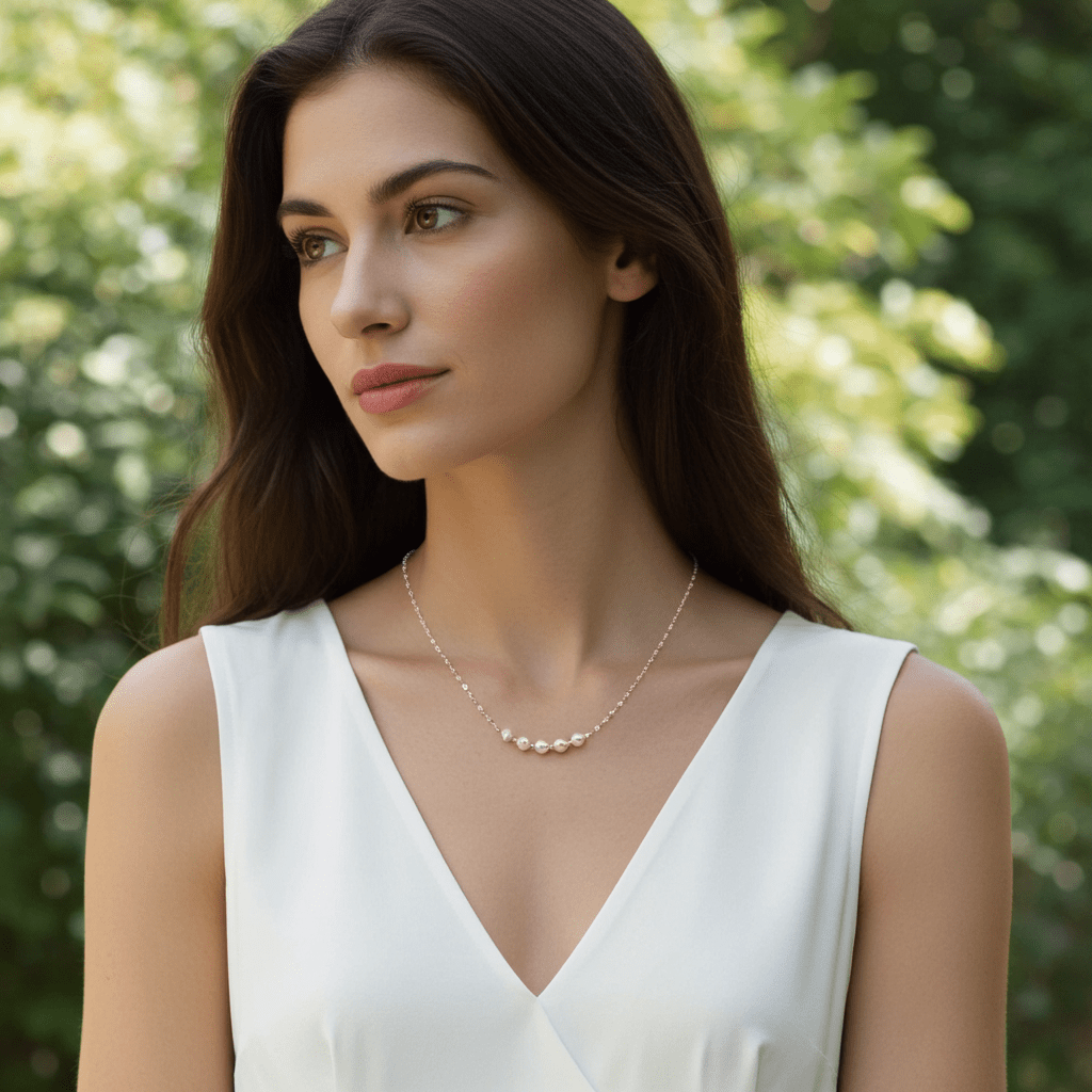 925 Sterling Silver Delicate Pearl Chain Necklace