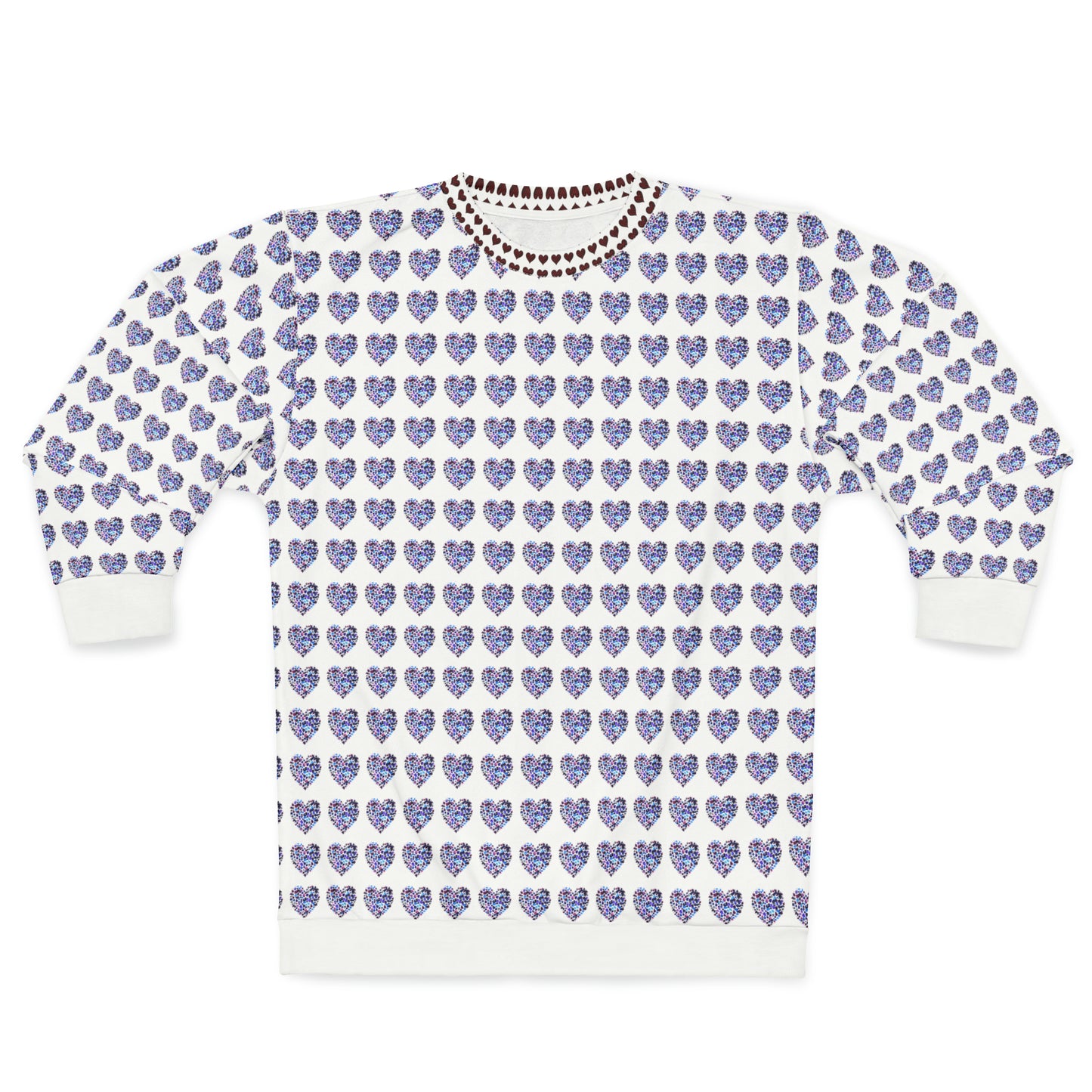 Valentine's Day best gift, multi color heart shape design White Unisex Sweatshirt (AOP)