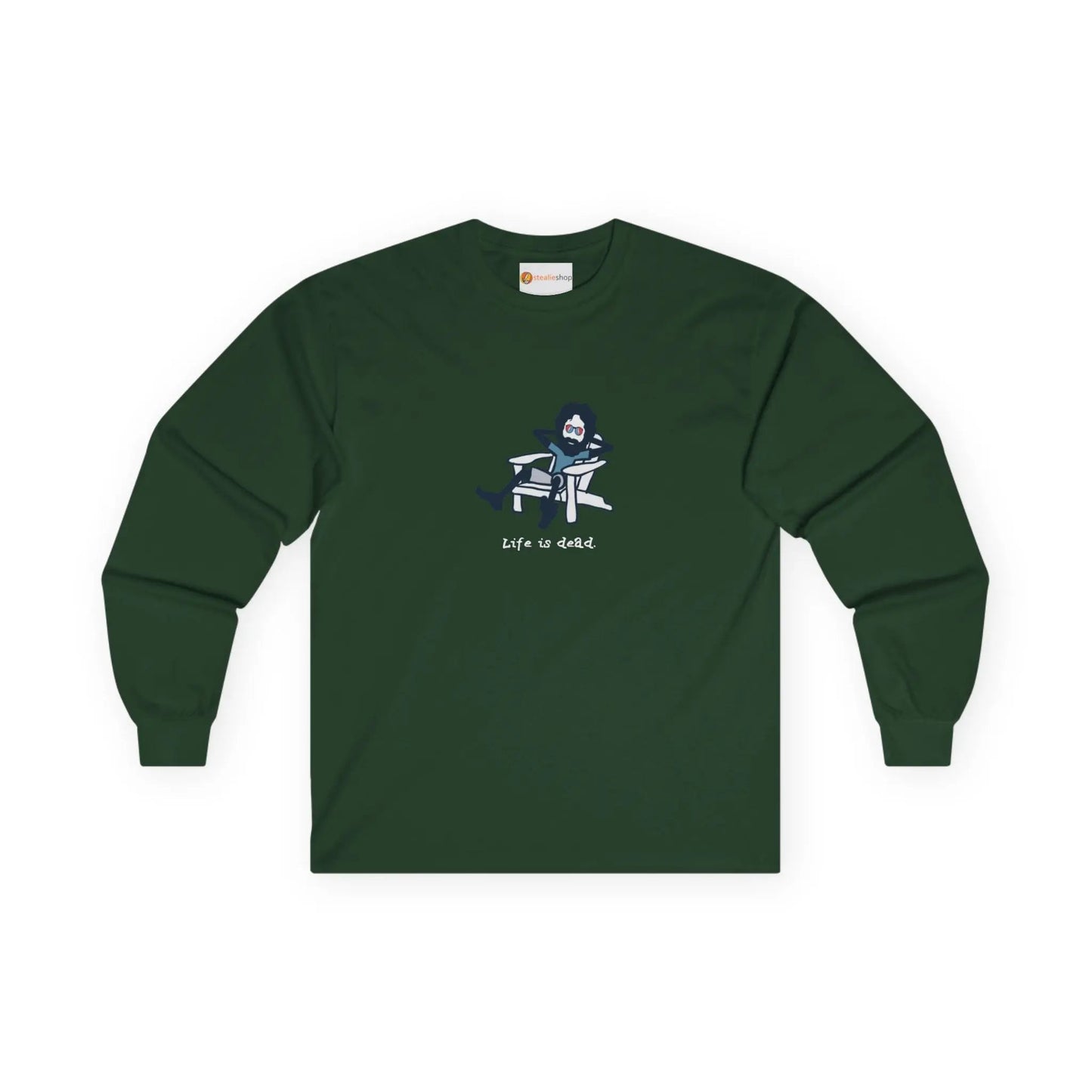 Grateful Dead Ultra-Cotton Long Sleeve Tee Adirondack Jerry Life is dead