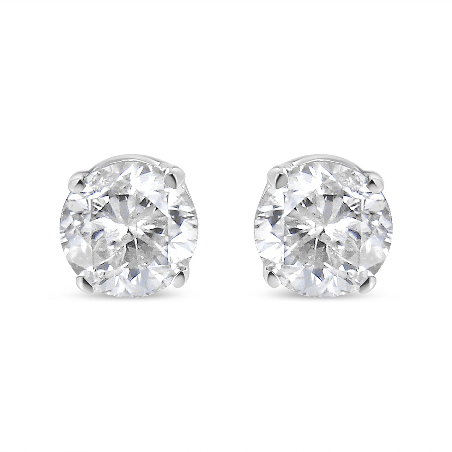 .925 Sterling Silver 1/4 Cttw Round Brilliant-Cut Near Colorless Diamond Classic 4-Prong Stud Earrings (H-I Color, I2-I3 Clarity)