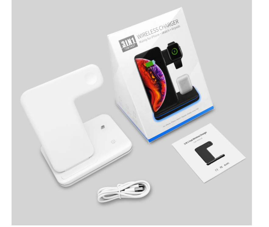 Wireless Charger 3 In 1 Compatible Mobile Phone Watch Earphone Charger Stand
