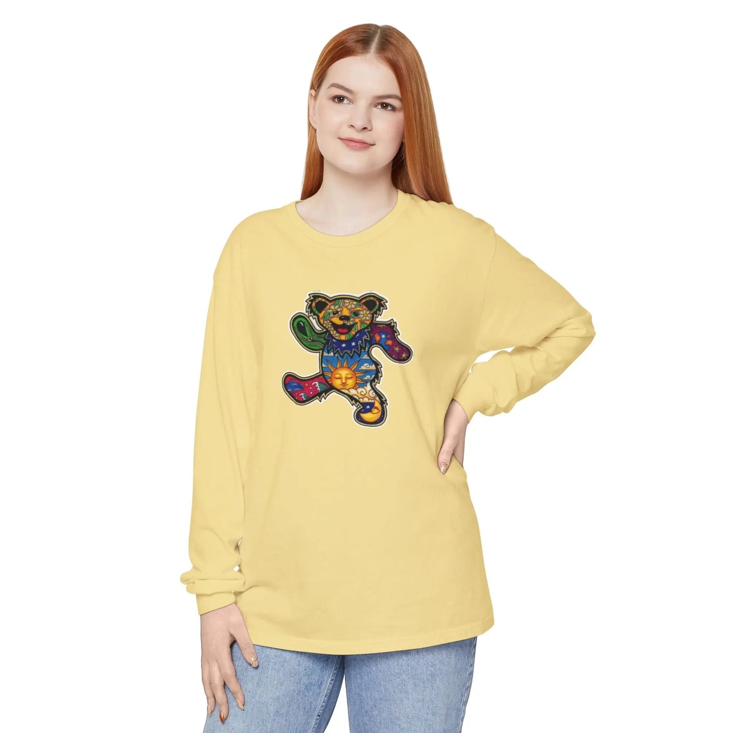 Patchwork Bear Garment-dyed Long Sleeve T-Shirt Vineyard Collection