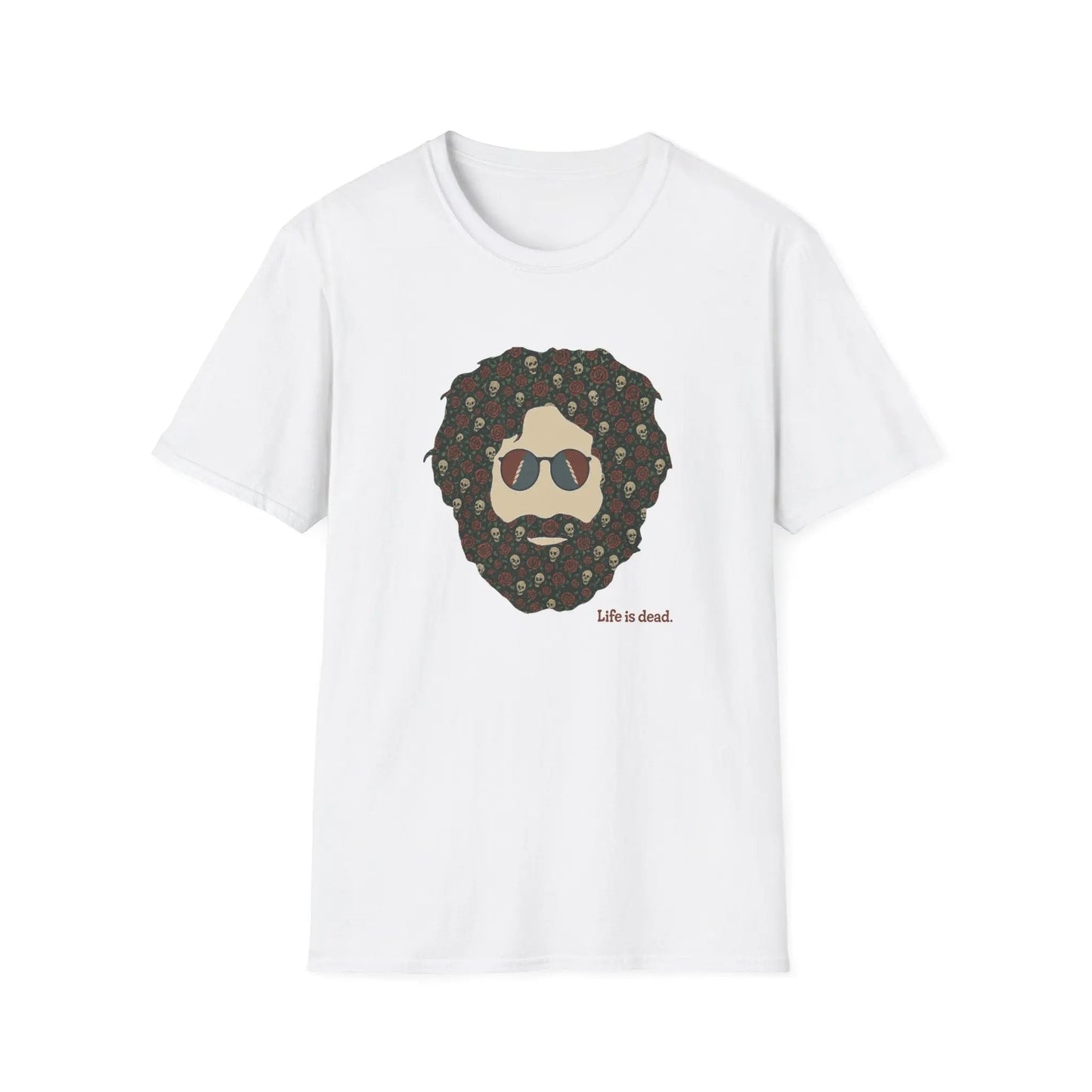Life Is Dead Skull & Roses Jerry T-Shirt Unisex Soft-Style