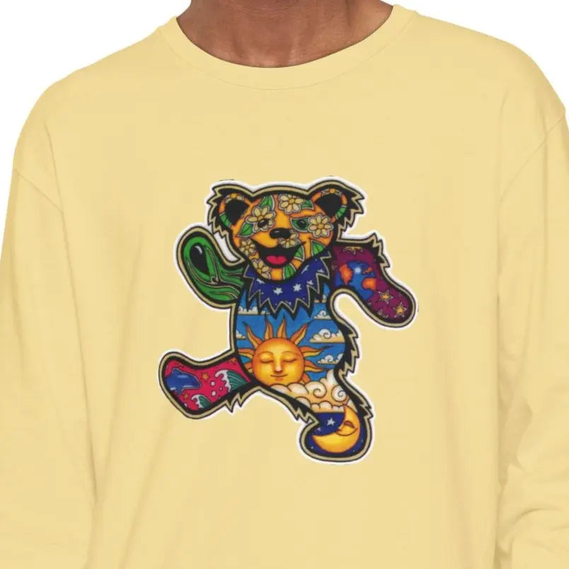 Patchwork Bear Garment-dyed Long Sleeve T-Shirt Vineyard Collection