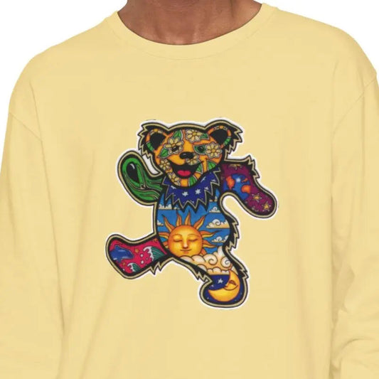 Patchwork Bear Garment-dyed Long Sleeve T-Shirt Vineyard Collection