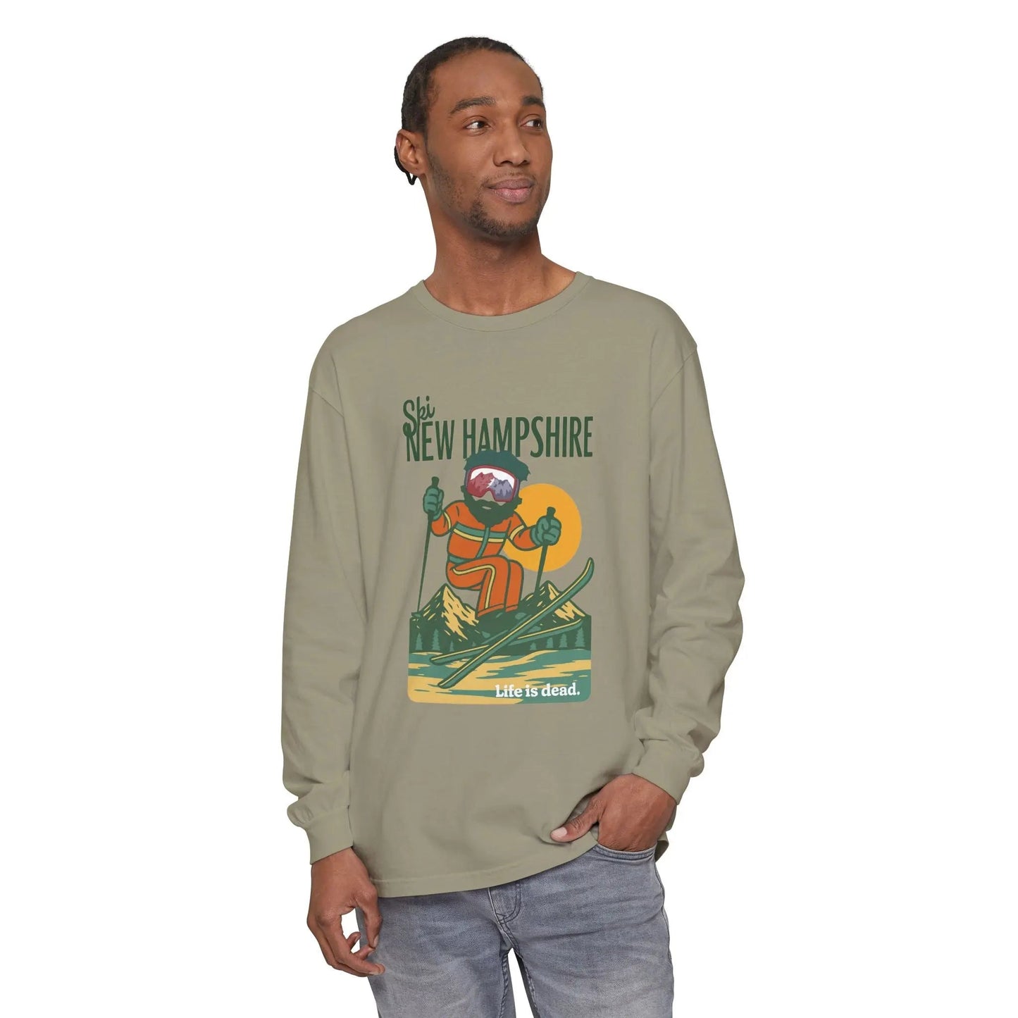 Ski New Hampshire Garment-Dyed Long Sleeve T-Shirt Mountain Collection