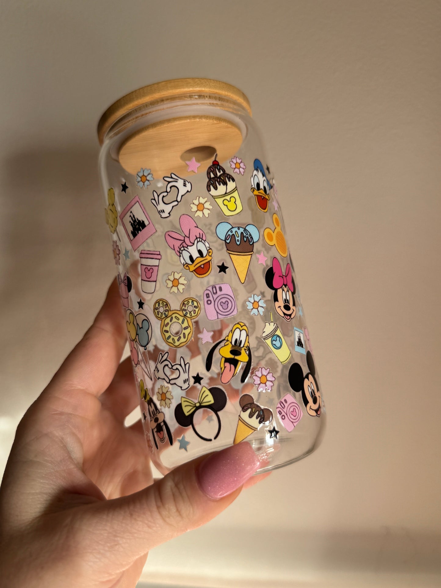 Glass 16oz Dream Cup with Bamboo Lid Disney