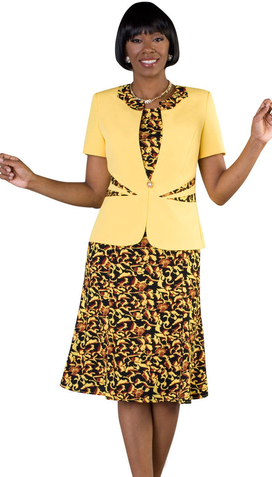 Tally Taylor Yellow Multi Floral Print 2-Piece Jacket Dress