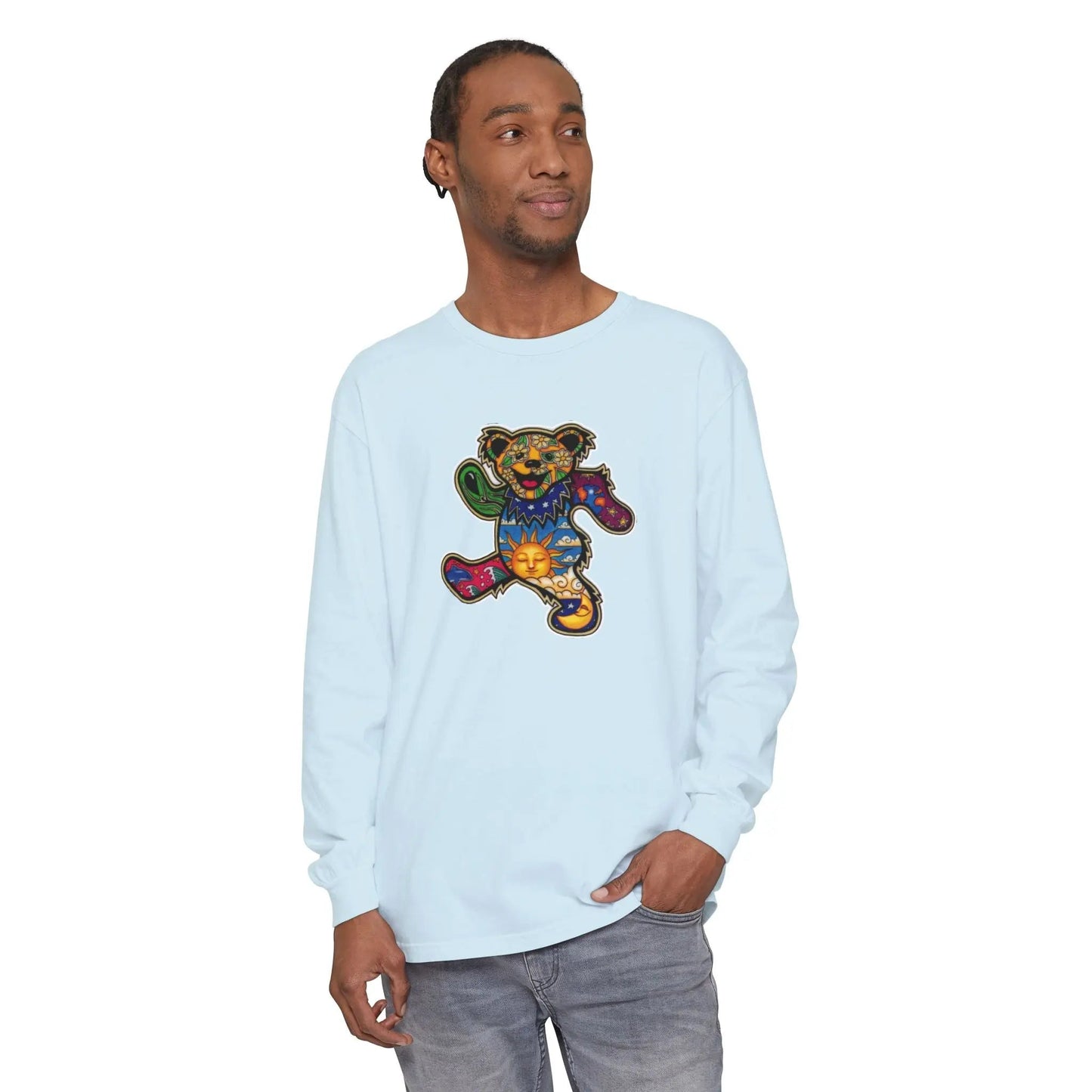 Patchwork Bear Garment-dyed Long Sleeve T-Shirt Vineyard Collection