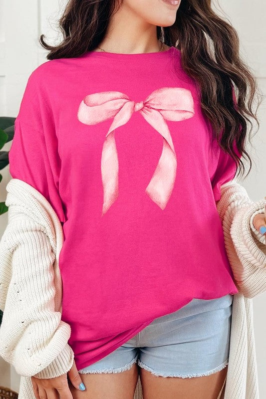 Pink Coquette Bow Graphic Plus Heavy Cotton Tee