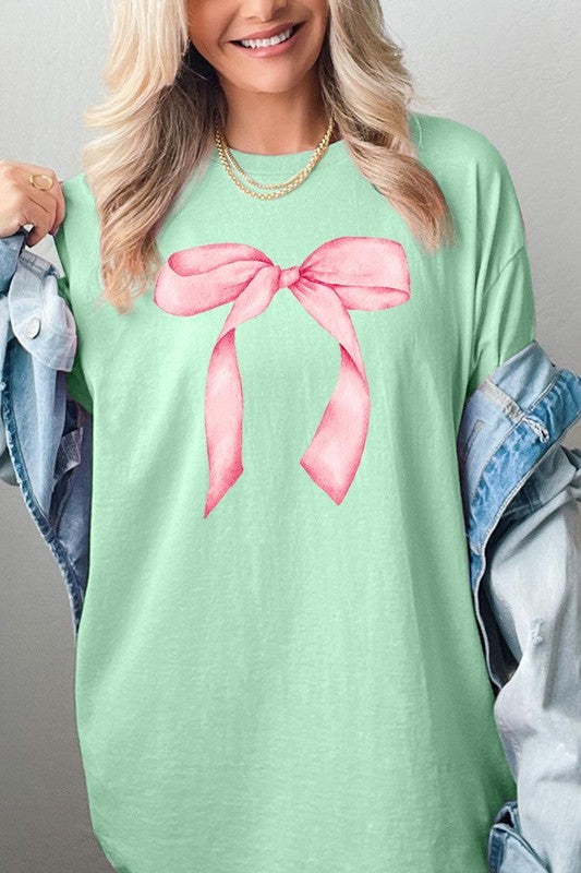 Pink Coquette Bow Graphic Plus Heavy Cotton Tee