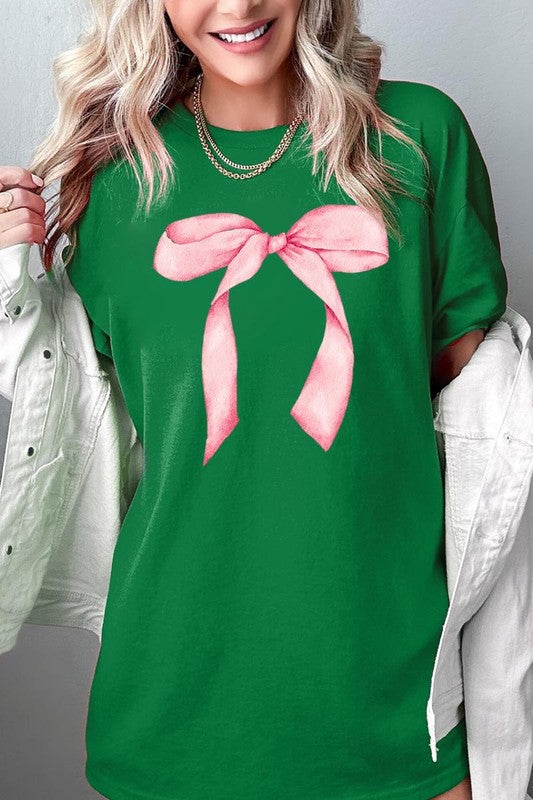 Pink Coquette Bow Graphic Plus Heavy Cotton Tee