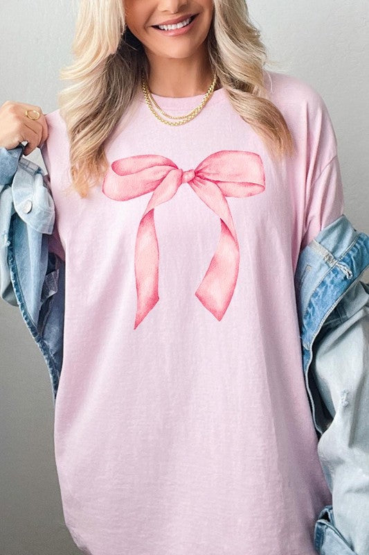 Pink Coquette Bow Graphic Plus Heavy Cotton Tee