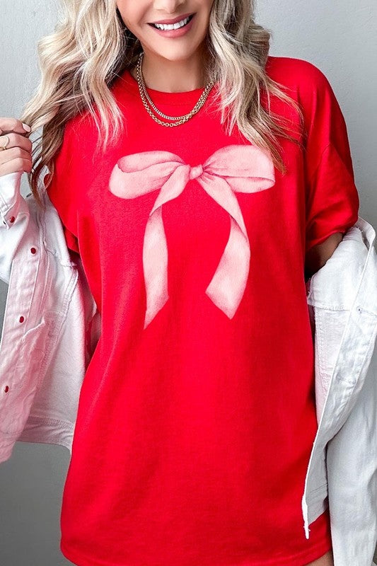 Pink Coquette Bow Graphic Plus Heavy Cotton Tee
