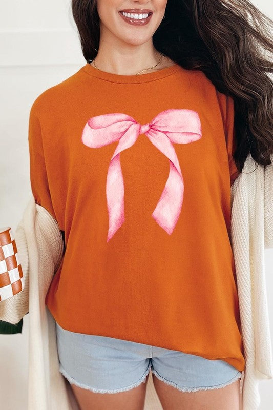 Pink Coquette Bow Graphic Plus Heavy Cotton Tee