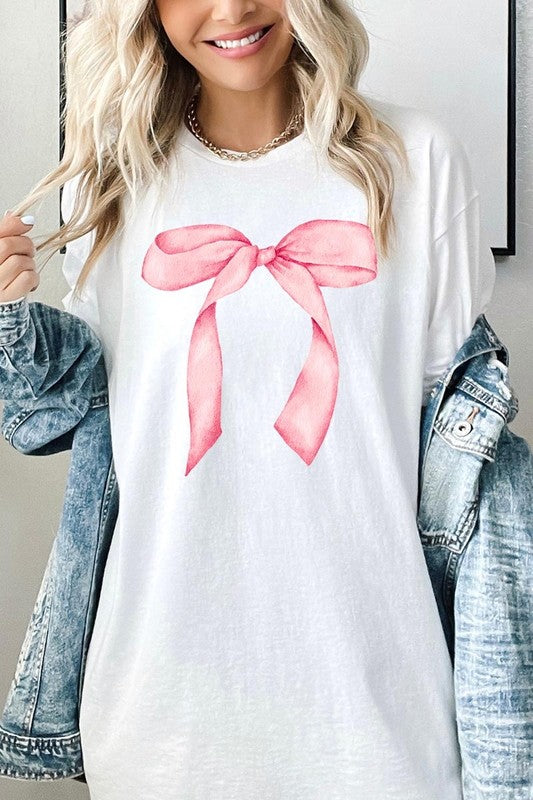 Pink Coquette Bow Graphic Plus Heavy Cotton Tee