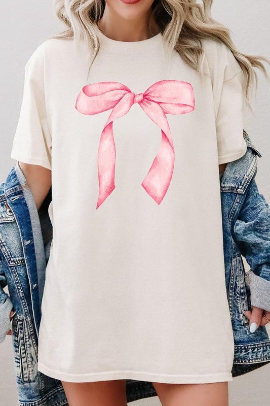 Pink Coquette Bow Graphic Plus Heavy Cotton Tee