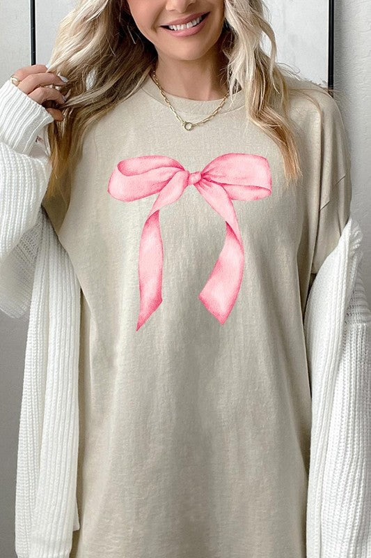 Pink Coquette Bow Graphic Plus Heavy Cotton Tee