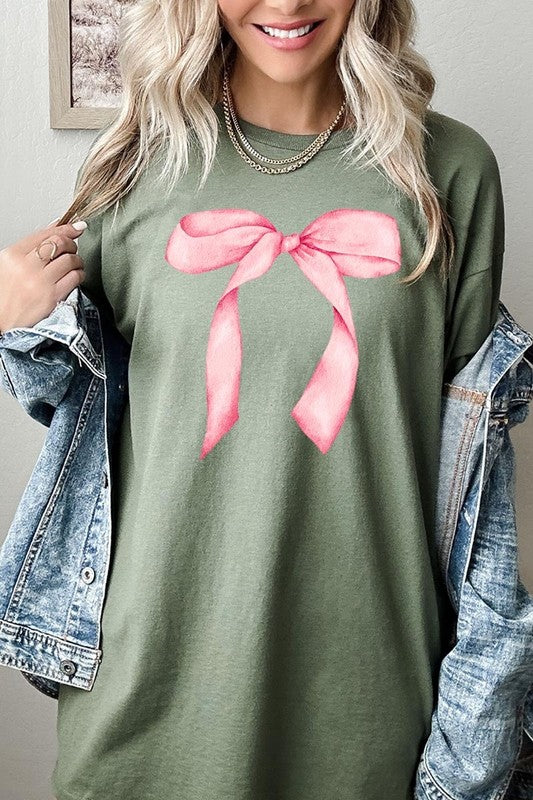 Pink Coquette Bow Graphic Plus Heavy Cotton Tee