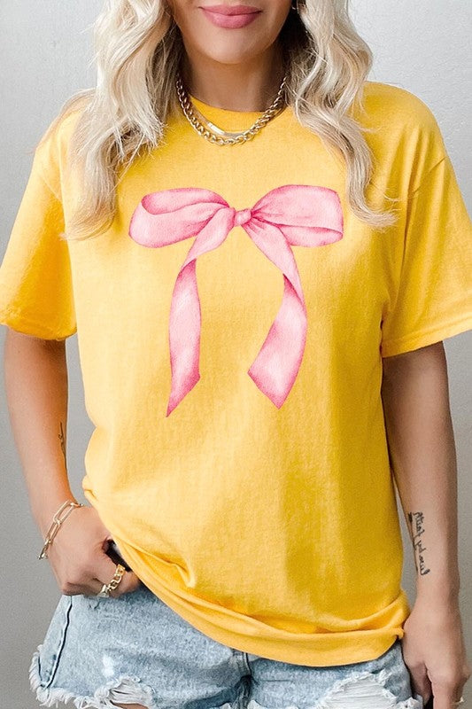 Pink Coquette Bow Graphic Plus Heavy Cotton Tee
