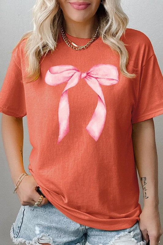 Pink Coquette Bow Graphic Plus Heavy Cotton Tee