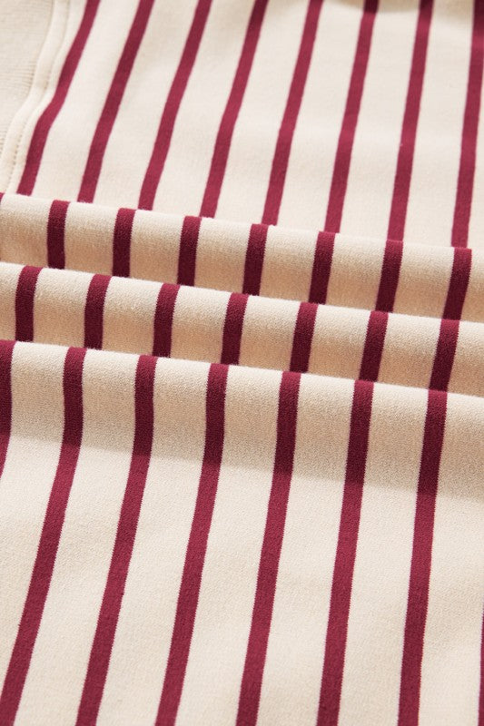 Striped Cropped Pullover and Bubble Mini Skirt Set
