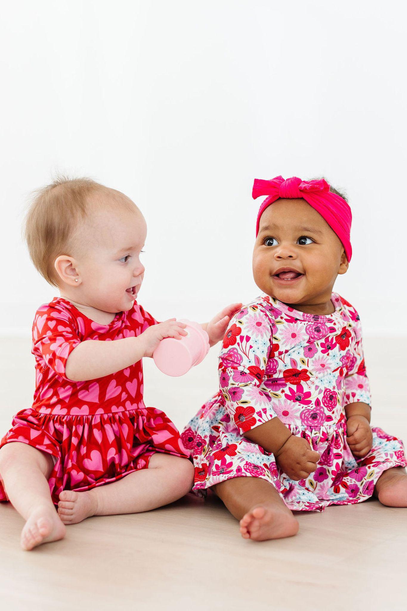 Hearts & Hugs 3/4 Sleeve Twirl Bodysuit Baby Wear Mila & Rose