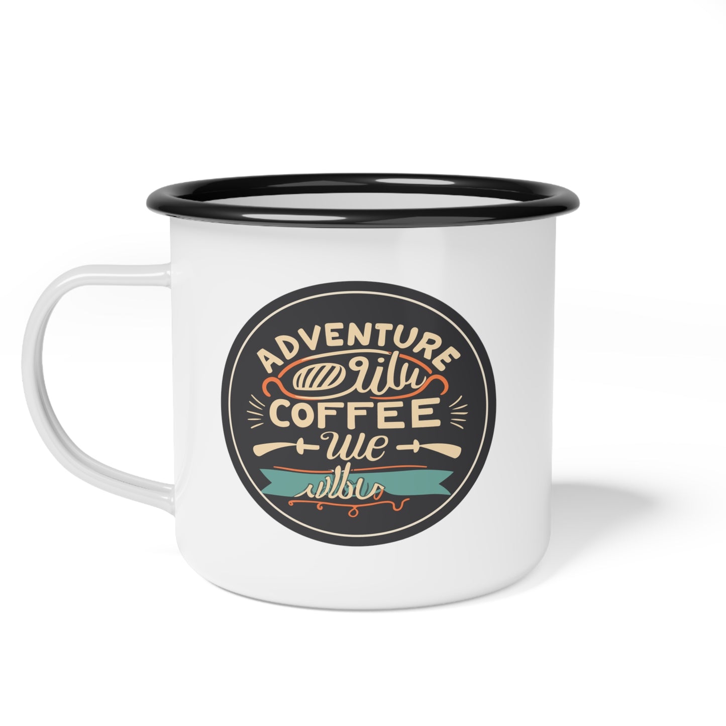 Enamel Camp Cup - Unique Adventure Begins with Coffee Travel Mug