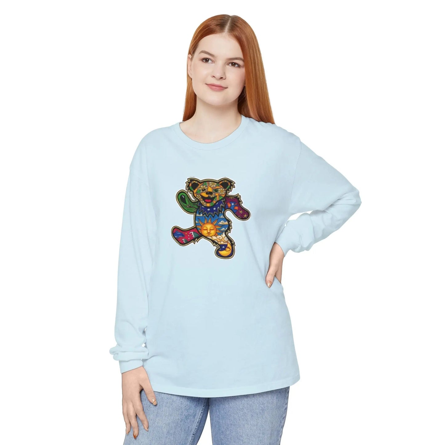 Patchwork Bear Garment-dyed Long Sleeve T-Shirt Vineyard Collection