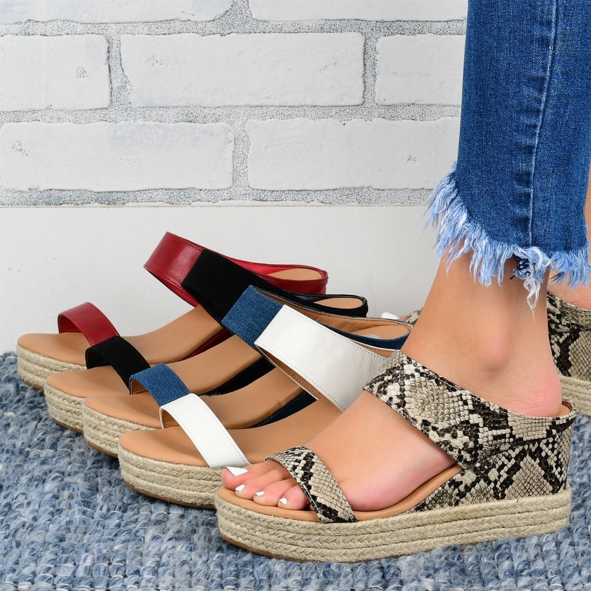 Wedge Heel Hemp Casual Slippers Sandals High Wedge Heel Shoes