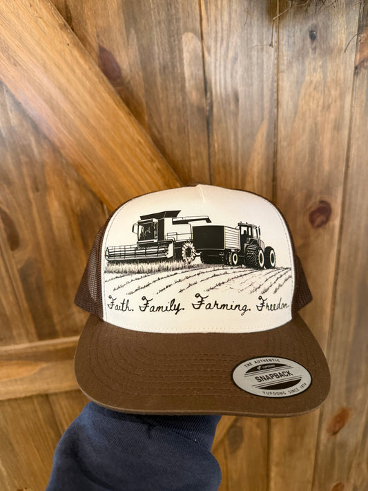 Faith Trucker Hat Adjustable Snapback Vintage Farm Graphic Freedom Family Farming