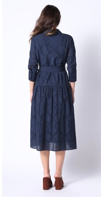 Navy Eyelet Dress Gracia Eyelet Dress D34739