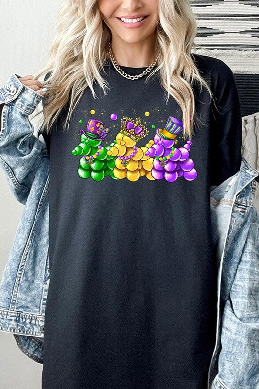 Mardi Gras Bead Dog Graphic Plus Heavy Cotton Tee