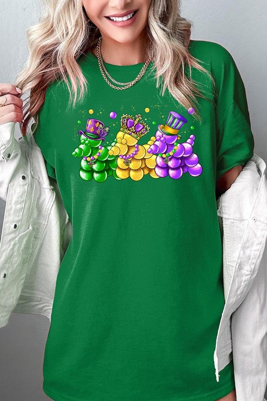 Mardi Gras Bead Dog Graphic Plus Heavy Cotton Tee