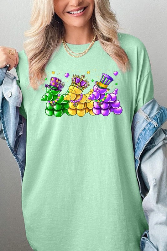 Mardi Gras Bead Dog Graphic Plus Heavy Cotton Tee