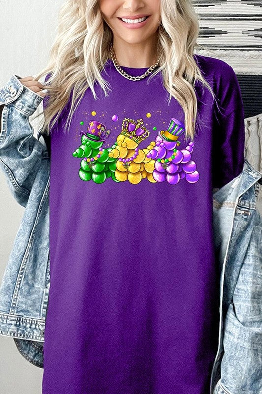 Mardi Gras Bead Dog Graphic Plus Heavy Cotton Tee