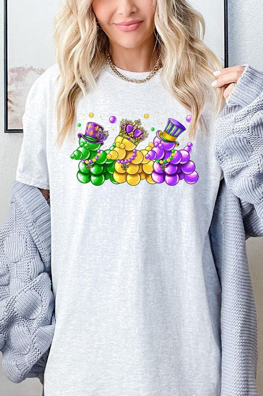 Mardi Gras Bead Dog Graphic Plus Heavy Cotton Tee