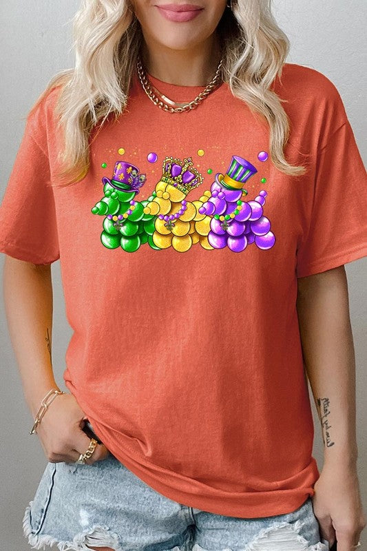 Mardi Gras Bead Dog Graphic Plus Heavy Cotton Tee