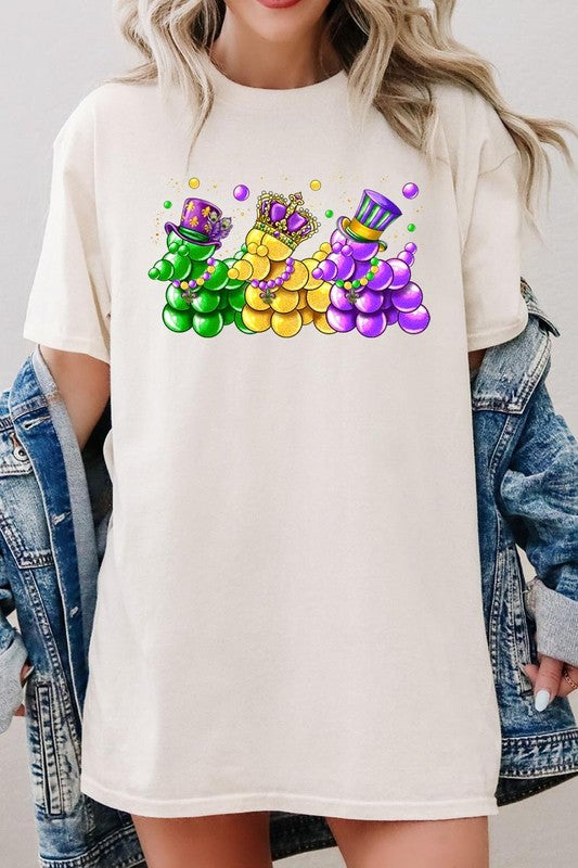 Mardi Gras Bead Dog Graphic Plus Heavy Cotton Tee