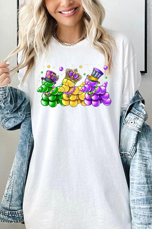 Mardi Gras Bead Dog Graphic Plus Heavy Cotton Tee