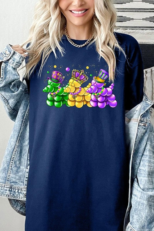 Mardi Gras Bead Dog Graphic Plus Heavy Cotton Tee
