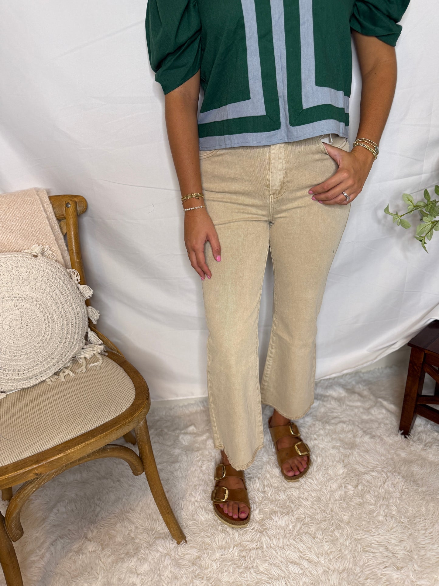 Sandstone High-Rise Straight Leg Jeans