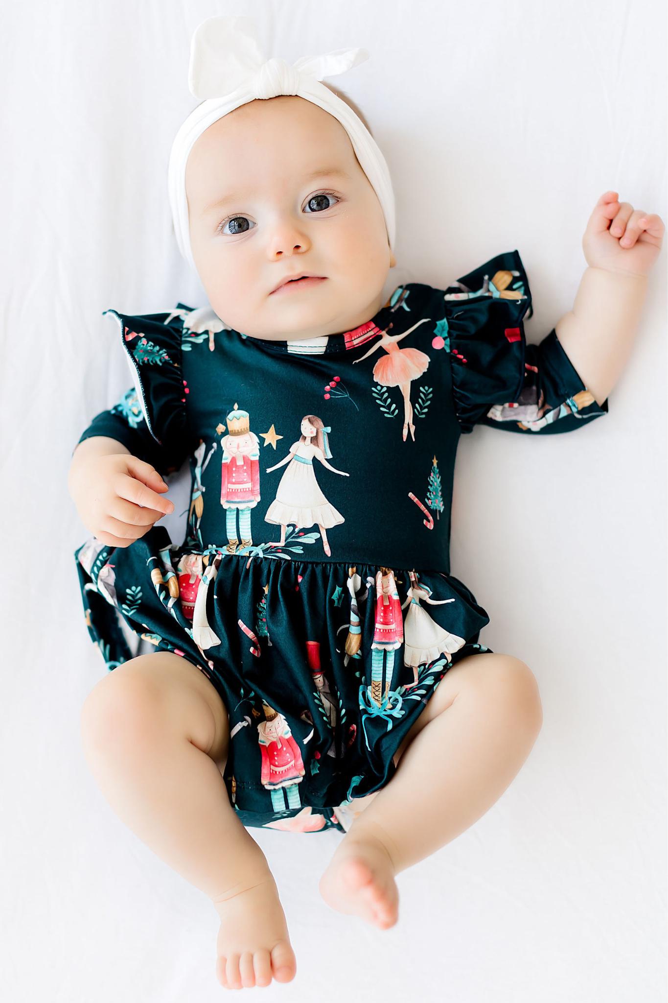 Christmas Twirl Flutter Bodysuit for Babies Mila & Rose