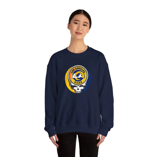 Grateful Dead Stealie Heavy Blend Crewneck Sweatshirt Los Angeles Rams The Gridiron Collection