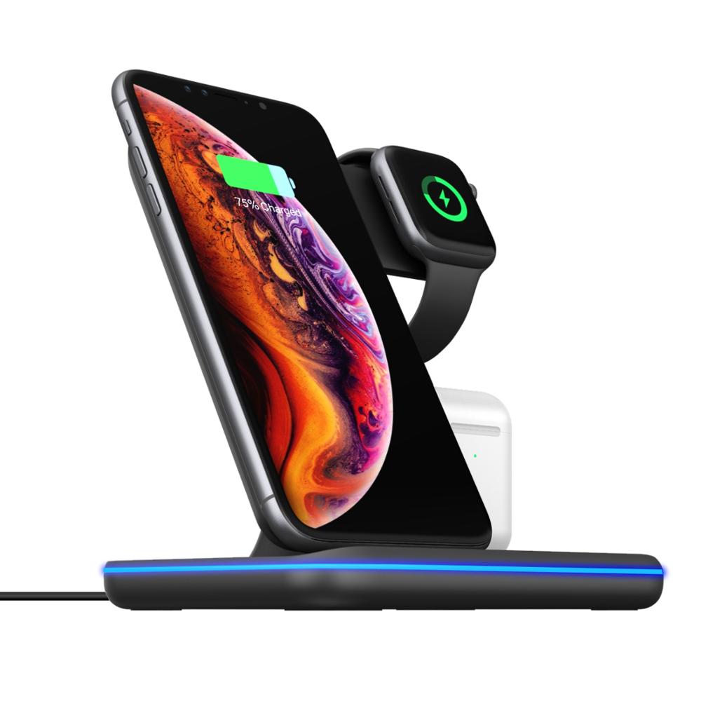 Wireless Charger 3 In 1 Compatible Mobile Phone Watch Earphone Charger Stand