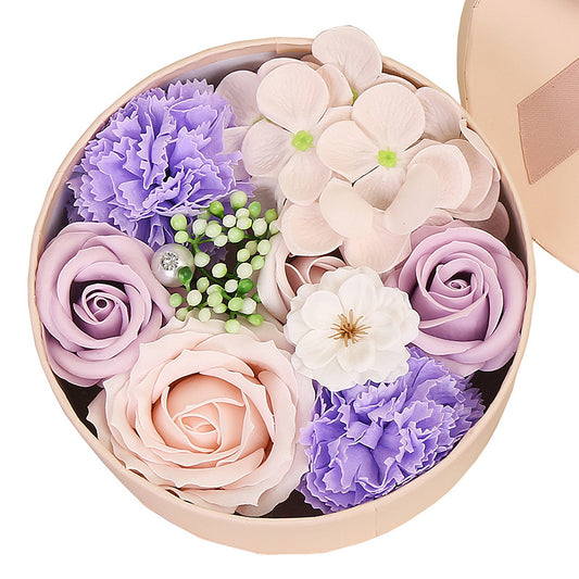 Soap Flower Pink Rose Bouquet Gift Box Handmade